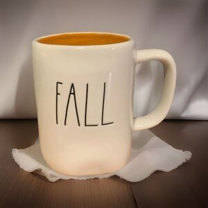 RAE DUNN FALL Y'ALL Mug Orange Interior Double Sided Coffee Tea Warm Drink Cup